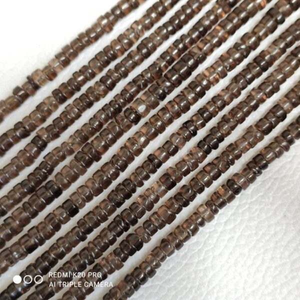 Smokey Quartz Round Shape Heishi Beads, Smokey Quartz Gemstone Shape Loose Beads 6-7 MM, Dark Color Smokey Quartz Shape Heishi Beads 16" - Image 5