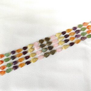 Carnelian Leaf Shape Carving Beads, Garnet Carving Pear Shape Beads, Multi Gemstone Carving Handmade Beads With Tassel 7x11-9x12 MM 8"