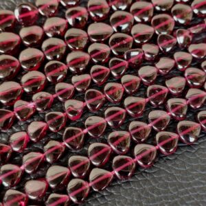 Garnet Heart Shape Beads, Garnet Gemstone Shape Beads 7 MM, Garnet Shape Beads, Garnet Shape Handmade Beads, Gemstone Loose Beads 13"