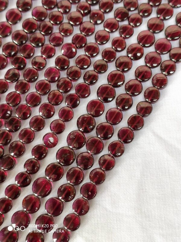 Garnet Round Shape Beads, Garnet Gemstone Shape Beads, Garnet Roundel Shape Beads 6.5 MM, Garnet Polygon Shape Beads 13" - Image 4