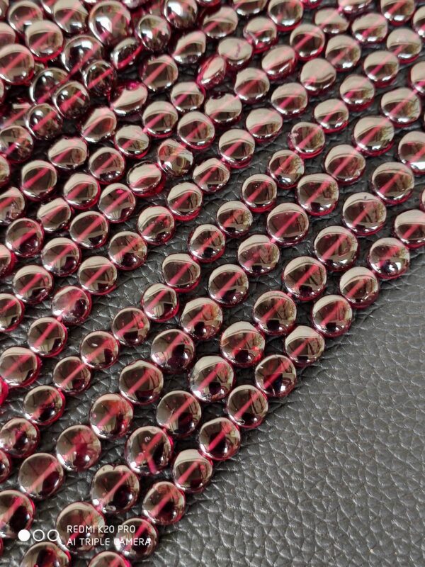 Garnet Round Shape Beads, Garnet Gemstone Shape Beads, Garnet Roundel Shape Beads 6.5 MM, Garnet Polygon Shape Beads 13" - Image 3