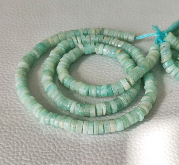 Amazonite Round Shape Heishi Beads, Amazonite Gemstone Shape Heishi Beads, Amazonite Shape Beads, Amazonite Tyre Shape Beads 5-6 MM 8" - Image 4