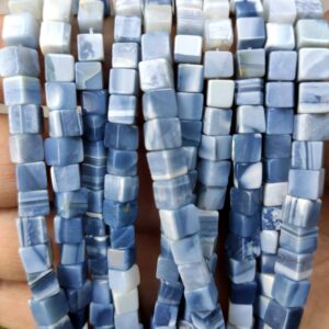 Blue Opal Box Shape Beads, Blue Opal Gemstone Shape Beads 5-5.5 MM, Blue Opal Shape Loose Beads, Blue Opal Handmade Cube Shape Beads 10"