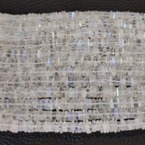 Rainbow Moonstone Square Shape Heishi Beads 4-5 MM, White Moonstone shape Heishi Beads, Rainbow Moonstone Gemstone Shape Heishi Beads 8"