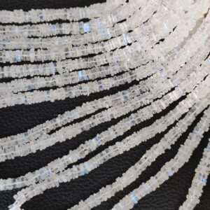 Rainbow Moonstone Square Shape Heishi Beads, White Moonstone shape Heishi Beads 4-5 MM, Rainbow Moonstone Gemstone Shape Heishi Beads 16"