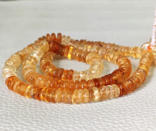 Citrine Roundel Heishi Beads, Citrine Shaded Heishi Beads, Citrine Gemstone Shape Heishi Beads 5-6 MM, Citrine Shape Smooth Heishi Beads 16" - Image 3
