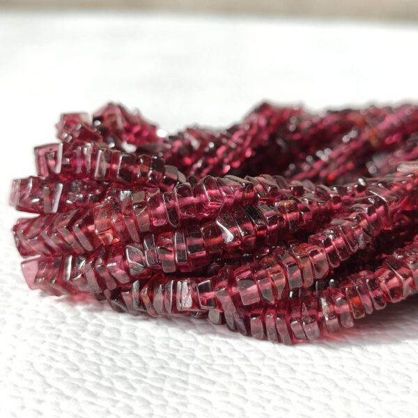 Garnet Square Heishi Beads, Garnet Gemstone Shape Heishi Beads, Garnet Shape Handmade Heishi Beads With Tassel 4 MM 8" - Image 3