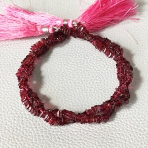 Garnet Square Heishi Beads, Garnet Gemstone Shape Heishi Beads, Garnet Shape Handmade Heishi Beads With Tassel 4 MM 8"
