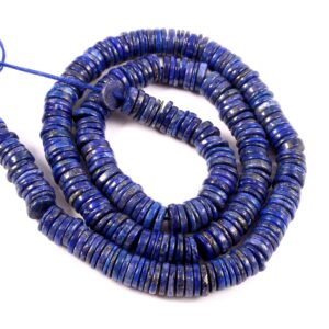 Lapis Lazuli Roundel Shape Heishi Beads, Lapis Gemstone Shape Heishi Beads, Lapis Lazuli Shape Heishi Beads, Lapis Handmade Beads 4-6 MM 8"