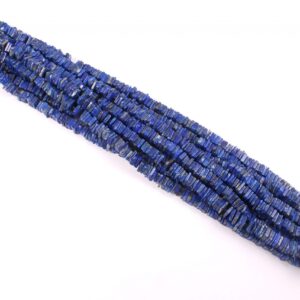 Lapis Lazuli Square Shape Heishi Beads 5-5.5 MM, Lapis Shape Heishi Handmade Beads, Lapis Lazuli Gemstone Shape Heishi Beads With Tassel 8"