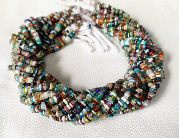 Multi Gemstone Roundel Heishi Beads 4-6 MM, Multi Stone Shape Heishi Beads, Gemstone Shape Heishi Beads, Multi Gemstone Tyre Shape Beads 8" - Image 4