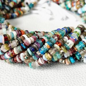 Multi Gemstone Roundel Heishi Beads 4-6 MM, Multi Stone Shape Heishi Beads, Gemstone Shape Heishi Beads, Multi Gemstone Tyre Shape Beads 8"