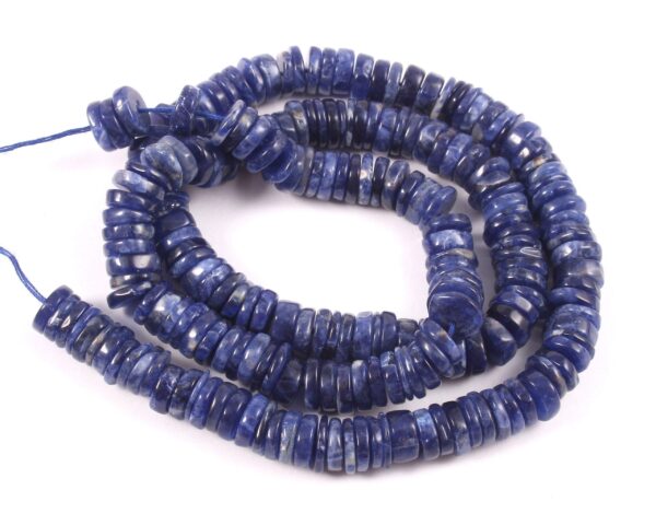 Sodalite Round Shape Heishi Beads, Sodalite Heishi Shape Beads, Sodalite Tyre Shape Heishi Beads, Sodalite Gemstone Heishi Beads 6.5-7 MM 8" - Image 2