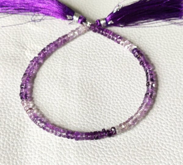 Amethyst Round Heishi Beads, Amethyst Heishi Beads, Amethyst Shaded Heishi Beads 4-4.5 MM, Amethyst Beads 8" - Image 3