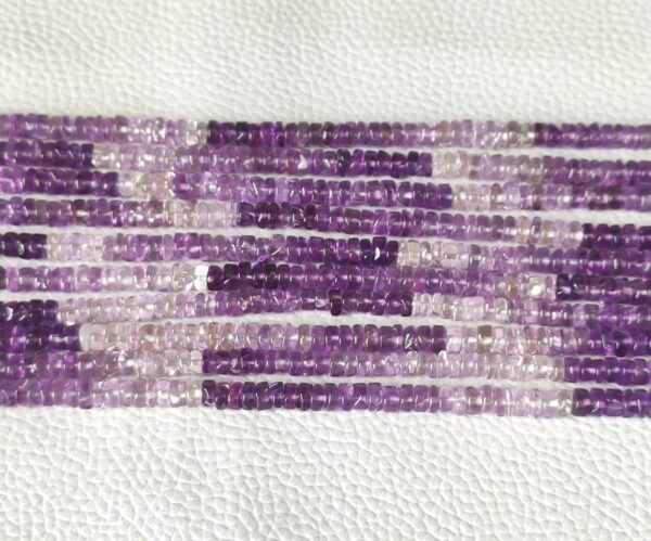 Amethyst Round Heishi Beads, Amethyst Heishi Beads, Amethyst Shaded Heishi Beads 4-4.5 MM, Amethyst Beads 8" - Image 2