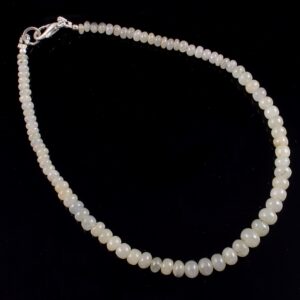 White Sapphire Beads Anklet, White Sapphire Smooth Beads Anklet 3.5-6 MM, Sapphire Gemstone Beaded Jewelry With 925 Silver 9"