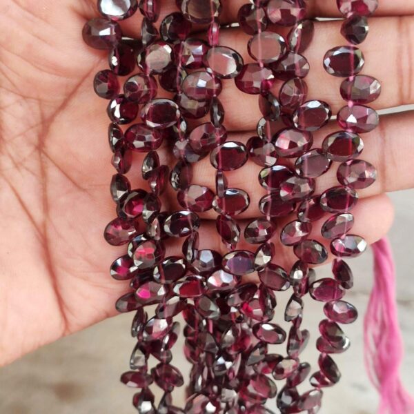 Garnet Oval Shape Beads, Garnet Oval Shape Loose Cut Stone, Garnet Loose Cut Stone Beads, Garnet Gemstone Cuts Beads 6x7.5-6x8 MM 8" - Image 2