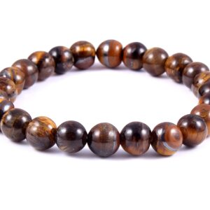 Tiger Eye Beads Bracelet, Tiger Eye Sphere Shape Beads Bracelet, Tiger Eye Gemstone Beaded Bracelet, Tiger Eye Beads Jewelry 8 MM 7"