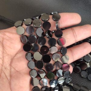 Black Spinel Coin Shape Beads, Black Spinel Shape Beads 8.5-9 MM, Black Spinel Gemstone Roundel Beads, Spinel Handmade Loose Beads 13"