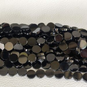 Black Spinel Coin Beads 9-9.5 MM, Black Spinel Shape Beads, Black Spinel Gemstone Roundel Beads, Spinel Handmade Loose Beads 13"