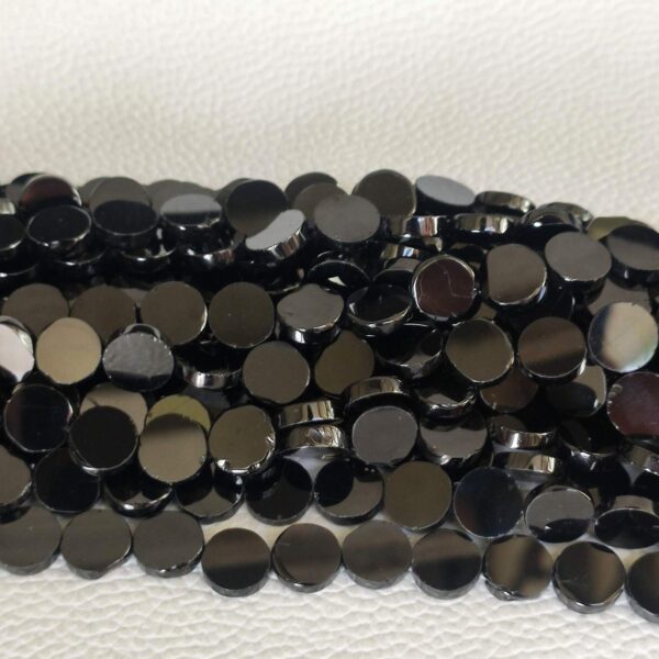 Black Spinel Coin Shape Beads, Black Spinel Shape Beads 8.5-9 MM, Black Spinel Gemstone Roundel Beads, Spinel Handmade Loose Beads 13" - Image 2