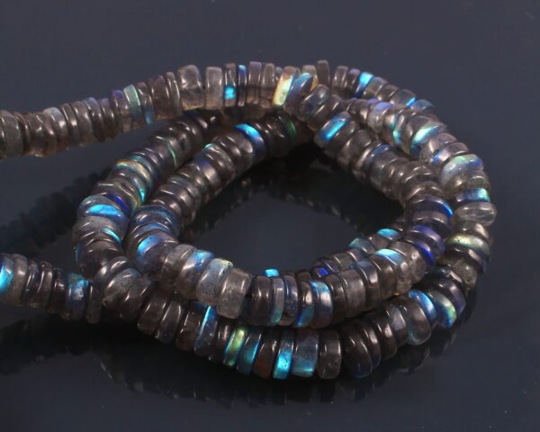 Labradorite Round Shape Heishi Beads, Labradorite Gemstone Shape Heishi Beads 4-6 MM, Labradorite Shape Heishi Beads, Black Rainbow Beads 8"