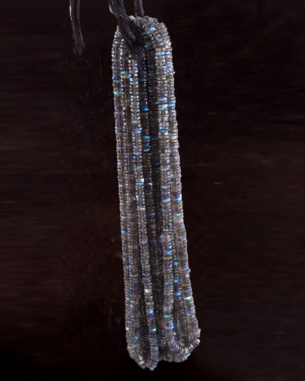 Labradorite Round Shape Heishi Beads, Labradorite Gemstone Shape Heishi Beads 4-6 MM, Labradorite Shape Heishi Beads, Black Rainbow Beads 8" - Image 3
