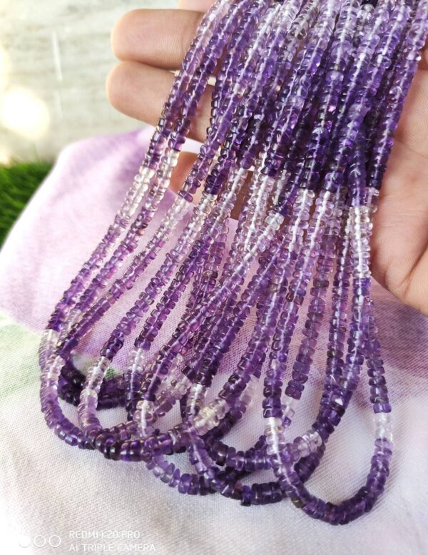 Amethyst Heishi Beads, Amethyst Tyer Beads, Amethyst Shaded Heishi Beads 4-4.5 MM, Amethyst Beads 16" - Image 2