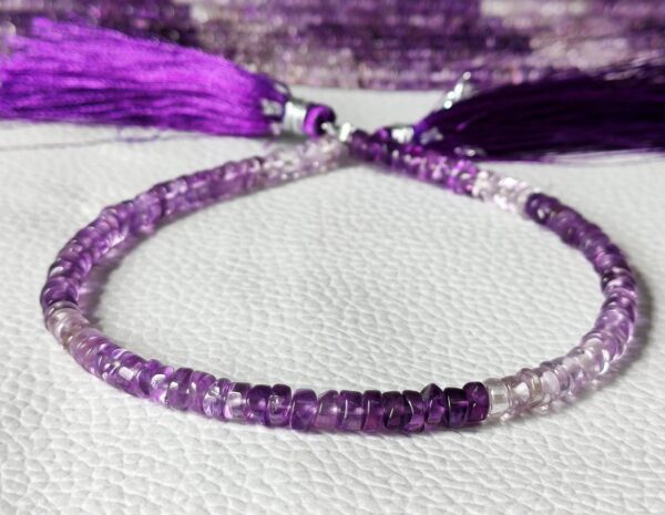Amethyst Round Heishi Beads, Amethyst Heishi Beads, Amethyst Shaded Heishi Beads 4-4.5 MM, Amethyst Beads 8" - Image 4