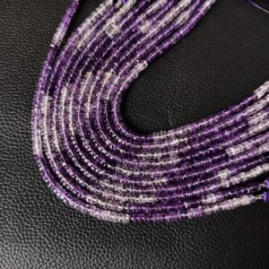 Amethyst Round Heishi Beads, Amethyst Heishi Beads, Amethyst Shaded Heishi Beads 4-4.5 MM, Amethyst Beads 8"
