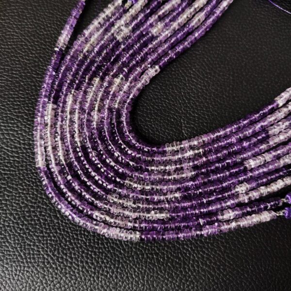 Amethyst Round Heishi Beads, Amethyst Heishi Beads, Amethyst Shaded Heishi Beads 4-4.5 MM, Amethyst Beads 8"