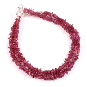 Garnet Chips Beads Bracelet, Garnet Chips Bracelet, Gemstone chips Bracelet 7.5"