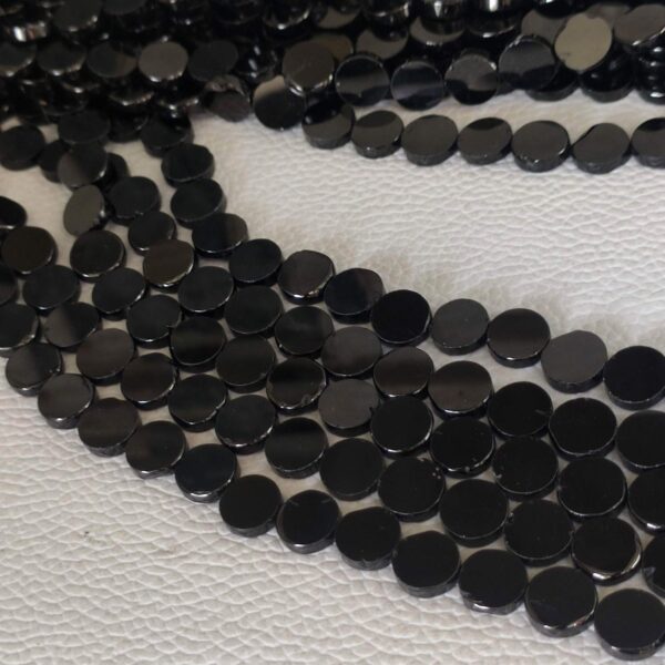 Black Spinel Coin Shape Beads, Black Spinel Shape Beads 8.5-9 MM, Black Spinel Gemstone Roundel Beads, Spinel Handmade Loose Beads 13" - Image 4