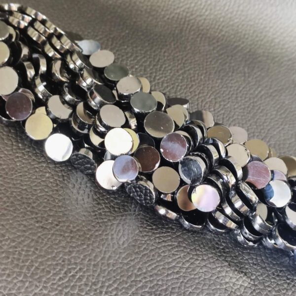 Black Spinel Coin Shape Beads, Black Spinel Shape Beads 8.5-9 MM, Black Spinel Gemstone Roundel Beads, Spinel Handmade Loose Beads 13" - Image 5