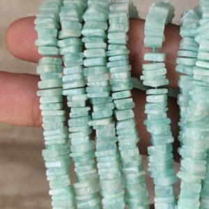 Amazonite Smooth Heishi Square Beads, Amazonite Gemstone Heishi Beads 5.5-6 MM, Amazonite Handmade Loose Shape Beads 16"