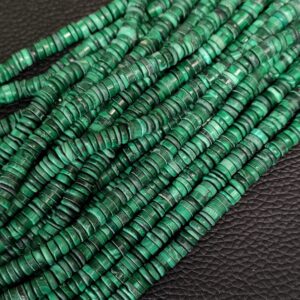 Malachite Heishi Beads, Malachite Round Tyer Heishi Beads 4-5 MM, Malachite Smooth Heishi Beads, Malachite Handmade Shape Beads 16"