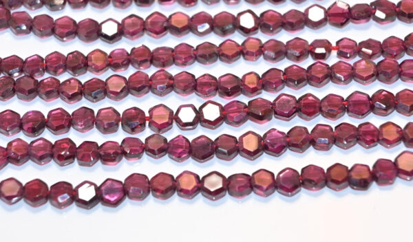 Garnet Hexagon Shape Beads 4.5-5mm, Faceted Garnet Six-Corner Loose Beads, 13" Strand of Natural Garnet Beads for Jewelry Making