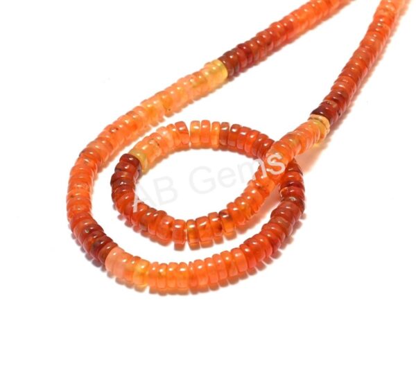 Carnelian Round Heishi Beads 5-5.5 MM, Carnelian Gemstone Shaded Heishi Beads, Carnelian Handmade Tyre Shape Beads 16" - Image 2