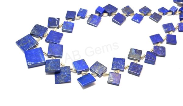 Lapis Lazuli Square Shape Beads 7-8 MM, Natural Blue Lapis Lazuli Gemstone Side Drilled Beads, Lapis Lazuli Handmade Loose Beads 14"