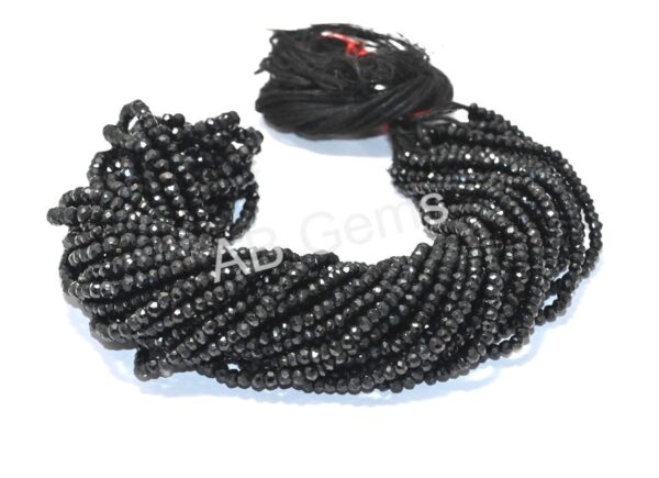 Black Spinel Round Shape Beads 5-6 MM, Black Spinel Gemstone Faceted Beads, Black Spinel Loose Beads 16" - Image 2