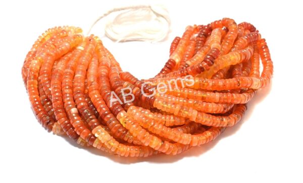 Carnelian Round Heishi Beads 5-5.5 MM, Carnelian Gemstone Shaded Heishi Beads, Carnelian Handmade Tyre Shape Beads 16" - Image 3