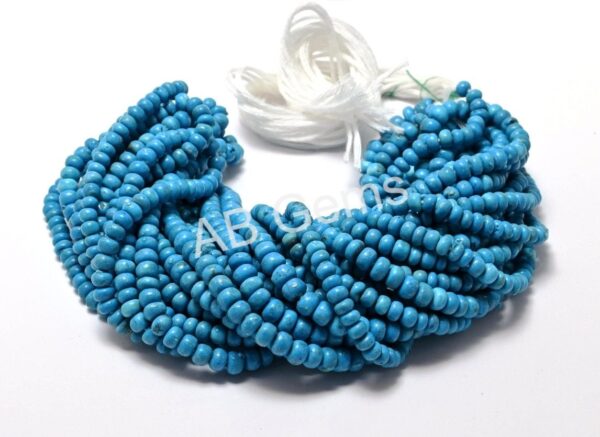 Turoise Round Shape Beads 5-5.5 MM, Turqoise Gemstone Handmade Beads, Turqoise Loose Beads 8" - Image 2