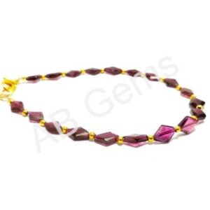 Garnet Rhombus Shape Beads Bracelet 4.5x7-7x9.5 MM, Garnet Flat Faceted Beads Bracelet, Garnet Gemstone Jewelry, Garnet Bracelet 7.5"