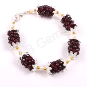Authentic Garnet Bead Bracelet, Handcrafted Gemstone Jewelry, 7" Garnet Pulp Bracelet, Elegant Gemstone Bracelet, Perfect Gift for Her