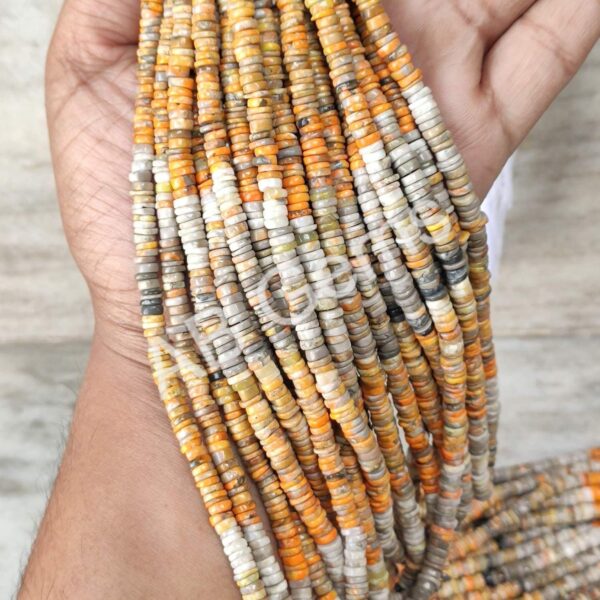 Bumble Bee Jasper Heishi Beads 5-6 MM, Bumblebee Jasper Shaded Tyre Beads, Jasper Gemstone Loose Beads, Bumblebee Round Shape Beads 16" - Image 2
