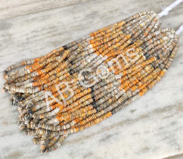 Bumble Bee Jasper Heishi Beads 5-6 MM, Bumblebee Jasper Shaded Tyre Beads, Jasper Gemstone Loose Beads, Bumblebee Round Shape Beads 16"