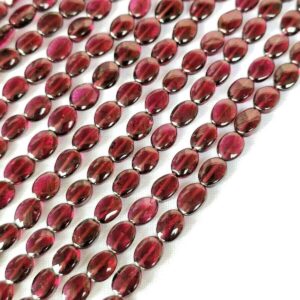 Natural Garnet Oval Beads 6x4mm, Smooth Gemstone Beads for Jewelry Making, Handcrafted Garnet Beads Strand, 13" Garnet Beads for Gifts