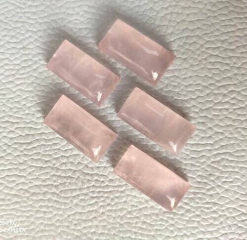 Rose Quartz Rectangle Shape cabochons 11x19 MM, Natural Gemstone Long Cabochons, Stone handicraft Cabs, Quartz Loose Cabochons 2 Pc - Image 2