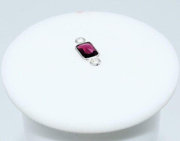 Garnet Rectangle Shape Rose Cuts Connector, Gemstone Rose Cuts Connector 5x7 MM, 925 Sterling Silver Connector For Jewelry Making 10 Pc - Image 3
