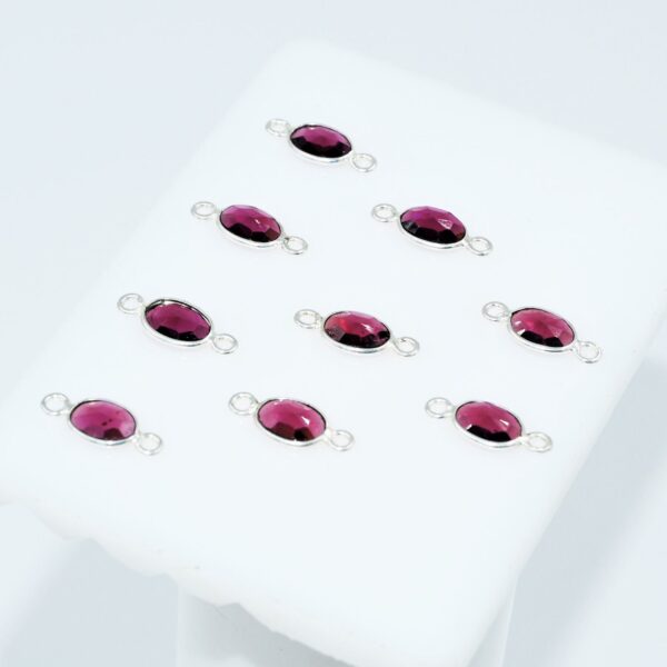 Garnet Oval Shape Rose Cuts Connector 6x8 MM, Gemstone Rose Cuts Connector, 925 Silver Connector For Jewelry Making, Bezel For Gift 10 Pc - Image 2